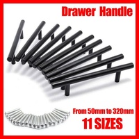1pcs Black Kitchen Cabinet Door Handles Matte Black Stainless Steel Door Drawer Pull T Bar - 50mm