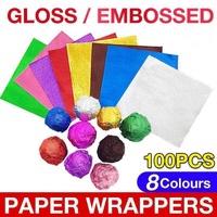 100PCS Tin Foil Aluminium Wrapping Square Chocolate Wrappers 15CM - Blue/Embossed