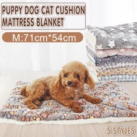 M Size Puppy Dog Cat Cushion Mattress Blanket Bed Soft Warm Pet Pad Winter Kennel House - Blue Brownstar