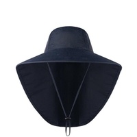 1x Neck Flap Cap Unisex Outdoor Sport Fishing Hat Sun Protection Wide Brim Cover - Navy