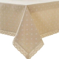 Floral Tablecloth with Lace Edge Cotton Linen Cover for Dining Table Square Rectangle - 90*90CM