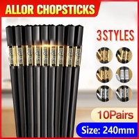 10Pairs Premium Fiberglass Reusable Chopsticks - Dishwasher Safe - Silver-3
