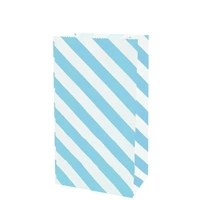 100X Colourful Plaid Kraft Paper Bag Candy Cookie Snack Cake Gift Bags 9X6X18cm - Blue