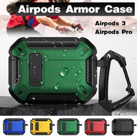 For Apple AirPods pro and pro2 Case Armor Earphone Heavy Duty Shockproof Cover - Black&Red For Airpods 3