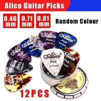 New 12Pcs Celluloid Acoustic Alice Guitar Picks Pick Set Bulk + Case Box Tin Au
