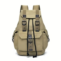 Unisex Retro Rucksack Large Capacity Travel Bag Leisure Backpack Schoolbag - Khaki