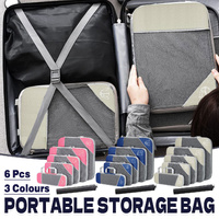 6PCS Compression Packing Cubes Expandable Luggage Storage Bag Travel Packing Bag - Navy