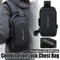 Multifunctional Combination Lock Chest Bag with USB Charging Port