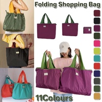 Ultra-Light Foldable Large Capacity Portable Shopping Bag with Drawstring Mouth - Ginger - S