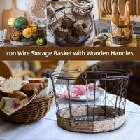 Carrying Storage Basket Iron Round Bucket Home Organizer Storage for Kitchen