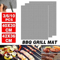 3/6/10PCS Non-Stick BBQ Grill Mat Mesh Liner Cooking Barbecue Sheet Baking Pad - 42X36cm-6PCS