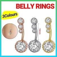Belly Button Rings Bar Navel Steel Copper Zirconia Piercing Body Piercing - Silver