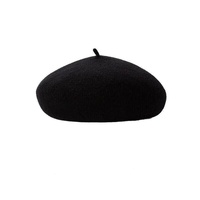 Women Ladies Beanie Wool French Beret Newsboy Hat Cap Winter Warm Hats Girls - Black