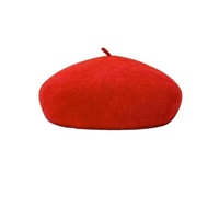 Women Ladies Beanie Wool French Beret Newsboy Hat Cap Winter Warm Hats Girls - Red