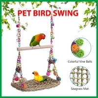 Parrot Hammock Swing Toy with Colourful Chain Double Swing Bird Cage Play