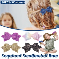 20Pcs Hair Clips Colourful Glitter Sequin Bow Set for Girls and Teens