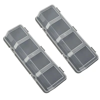 4-Grid Parts Storage Box Plastic Electronic Hardware Accessory Case with Lid  - Grey