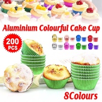 200 Pcs Colored Baking Paper Cupcake Trays Muffin Liners for Party Baking - Pink