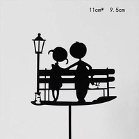 Happy Birthday Acrylic Cake Topper Cake Decoration Golden Silver Party - Black-Street lamp couple