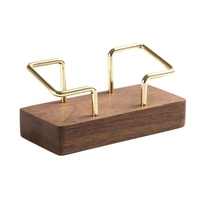 Business Card Holder Organizer Desk Display Stand Wooden Card Storage Box - Coffee