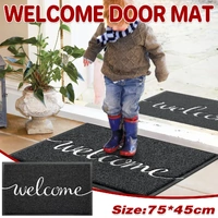 Black Door Mat Welcome Carpet Modern Simple Silk Ring Floor Entrance Rug Indoor