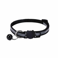 Reflective Cat Collar with Breakaway Buckle and Bell Adjustable for Small Pet Use - Black