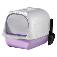 Enclosed Cat Litter Box Lid Scoop Splash Proof Lift Top Removable Toilet Tray - Purple