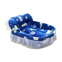 Cat Kennel Universal Cat Sleeping Nest Princess Style Lace Pet Special Kitten Cyber Red Mat - Blue