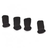 24Pcs Knitted Table Chair Leg Socks Sleeve Floor Protector Furniture Feet Covers - Black