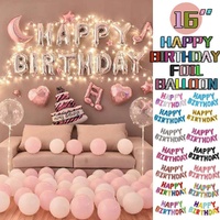 40Cm 3D Happy Birthday Letters Balloons Inflating Foil Banner Bunting Celebrate - Red