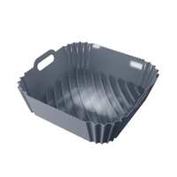 Air Fryer Silicone Pot Basket Liner Non Stick Reusable Baking Tray Accessories - Grey