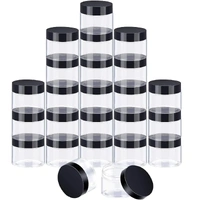 10pcs Wide Mouth Plastic Jars Black Lid Transparent Skin Care Cream Containers - 80ml