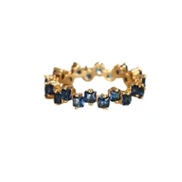 Square Design 1.2ct Simulated Diamond Women Engagement Ring Rose Gold Plated - Dark Blue-Size 6