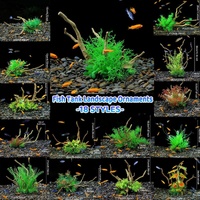 Aquarium Landscaping Decoration Artificial Wood and Plants Fish Tank Ornament - CM1901-Green