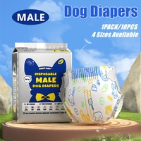 Male Disposable Dog Diapers Leakproof Breathable with Colour Indicator - L 63-81cm