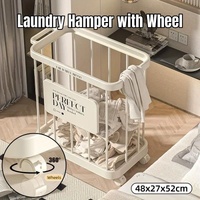 Removable Laundry Basket Clothes Organizer Household Storage Bin with Shelving