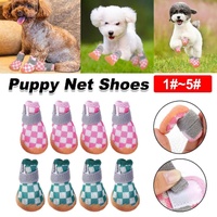 4pcs Breathable Mesh Dog Shoes Small Pets Puppy Paw Protection Summer Boots - Pink-4