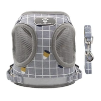Grey Kitten Dog Cat Walking Harness Lead Leash Collar Pet Vest Mesh Adjustable - M