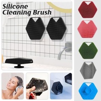 Silicone Bath Brush Soft Bristle Body Scrubber Facial Cleaning Massage Tool - Blue