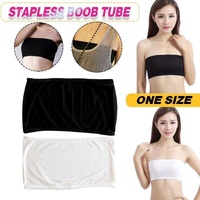 Female Strapless Boob Tube Top Bandeau Bra Modal Ladies Modal Stomacher Wrapped - Black