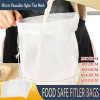 Micron Reusable Nylon Fine Mesh Food Strainer Filter Bag for Nut Milk Coffee - 30 X 20 CM
