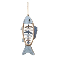 Fish Shaped Wall Hanging Decor Small Nautical Style Home Decoration Art Ornament - Head and tail fish bones