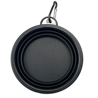 Collapsible Silicone Pet Bowl for Cat Dog Portable Food and Water Feeder - Black