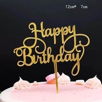 Happy Birthday Acrylic Cake Topper Cake Decoration Golden Silver Party - Gold-Z7 Acrylic