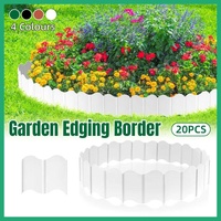 20PCS Garden Edging Fence Decorative Plastic Lawn Border Panels Landscaping - Black