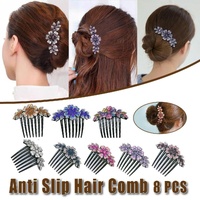 8Pack Rhinestone Hair Comb Non-Slip Simple All-Match Hair Accessories Fork Comb