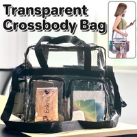 Clear Tote Bag Plastic Transparent Purse Handbag Zipper Security Event Stadium - Grey