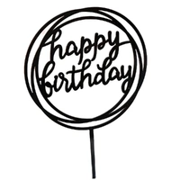 Happy Birthday Acrylic Cake Topper Cake Decoration Golden Silver Party - Black-Bicircle Birthday