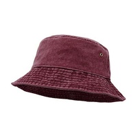 Unisex Men Women Washed Cotton Outdoor Camping Sports Bucket Hats Fisherman Hat - Wine Red