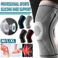 Grey Knee Brace Knee Compression Sleeve Professional Sports Silicone Knee Support - L